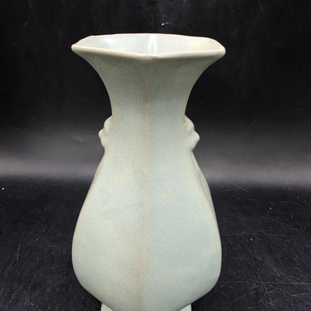Chinese Porcelain Vase With Tiger Head Handles Signed